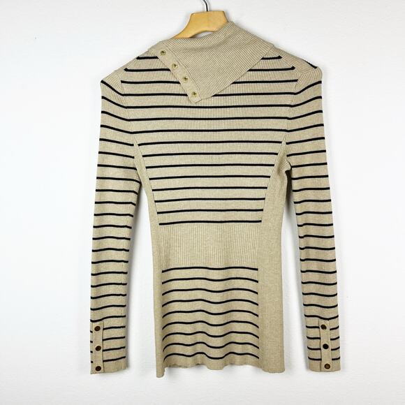 Cache Ribbed Stretch Cowl Neck Sweater Size Medium - Picture 2 of 10